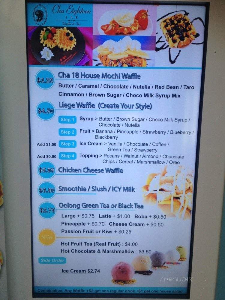 Cha Eighteen - Arcadia, CA menu_pic