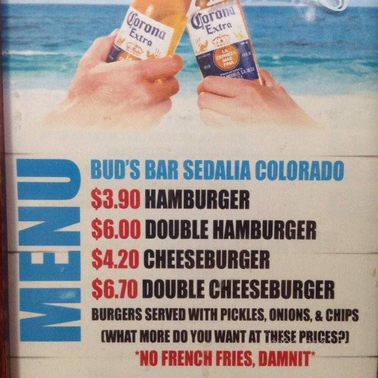 Bud's Cafe and Bar - Sedalia, CO menu_pic