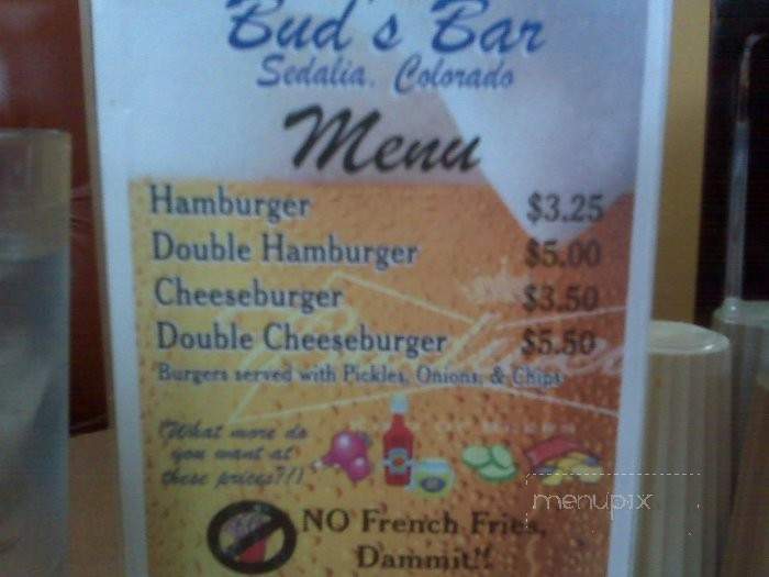 Bud's Cafe and Bar - Sedalia, CO menu_pic