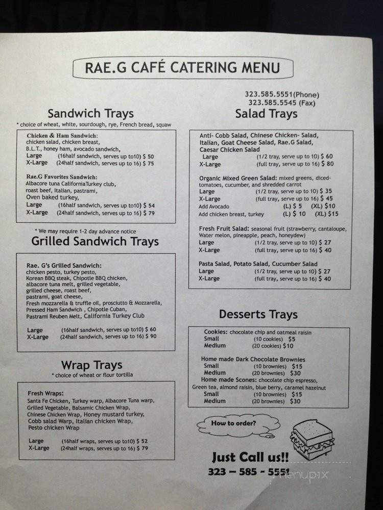 Rae G Cafe - Vernon, CA menu_pic