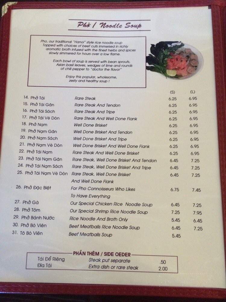 Pho Ha Noi - Lake Forest, CA menu_pic