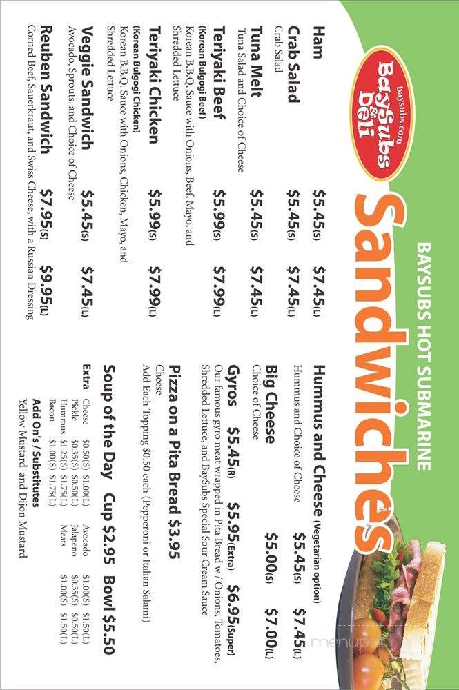 Bay Subs & Deli - San Francisco, CA menu_pic