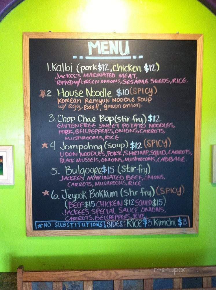 Jackee's Korean Fusion - Paso Robles, CA menu_pic