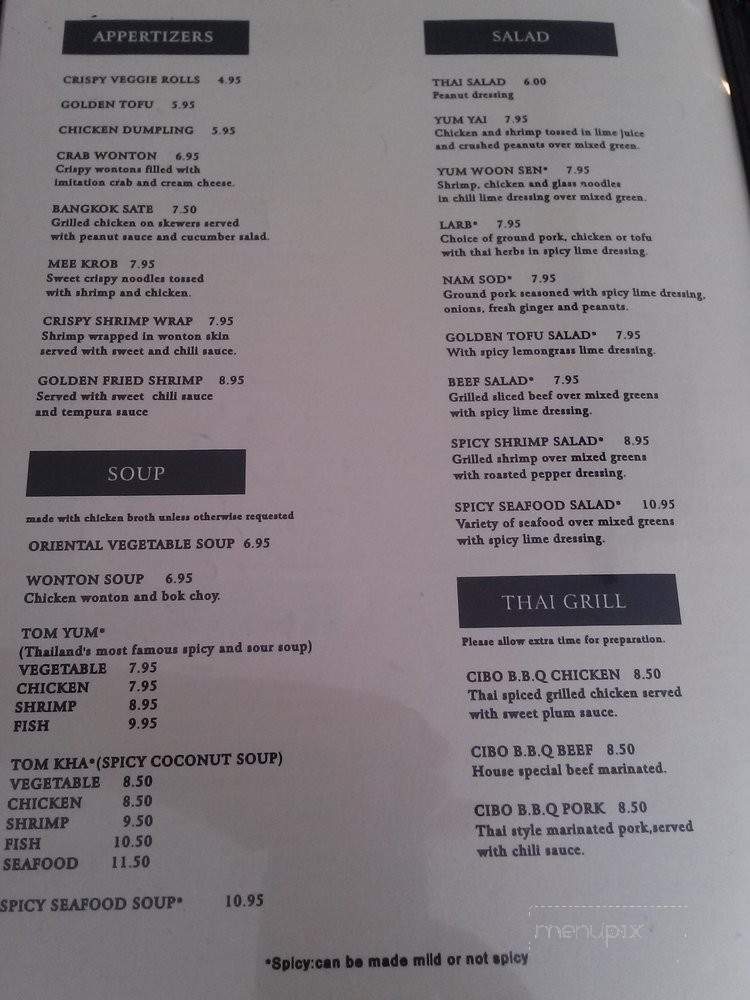 Cibo Thai - Montrose, CA menu_pic