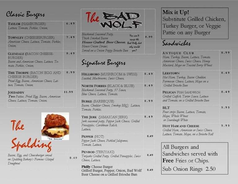 Bad Wolf Fiercely Crafted Burgers - Lexington, KY menu_pic