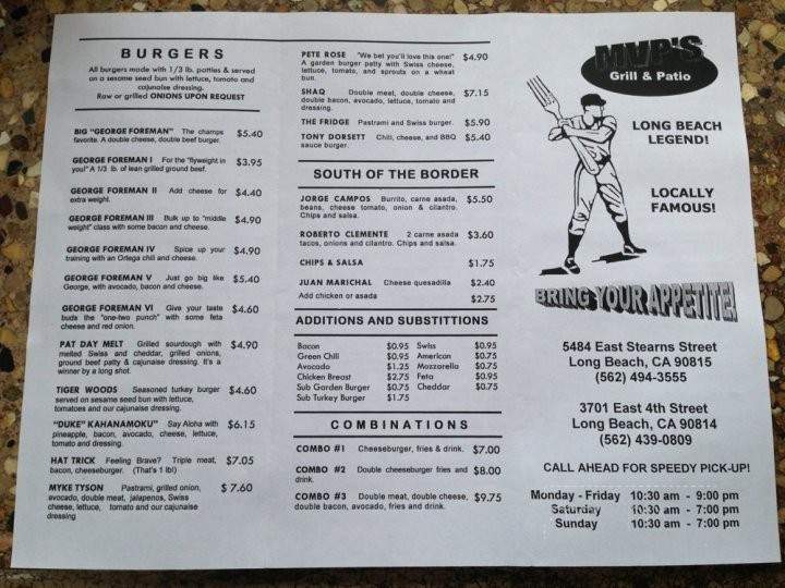 MVP's Grill & Patio - Long Beach, CA menu_pic