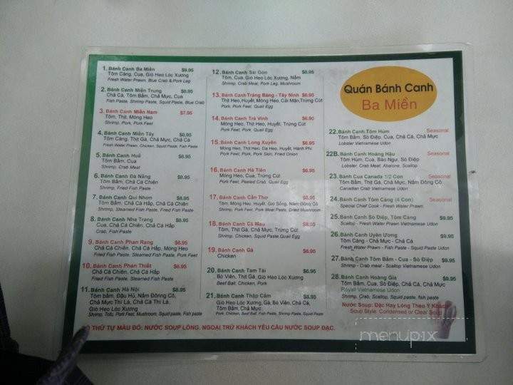 Banh Canh Ba Mien - Westminster, CA menu_pic