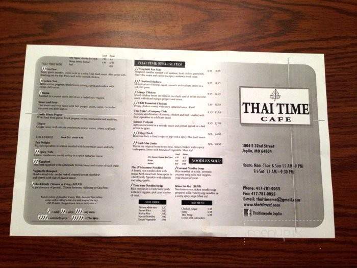 Thai Time Cafe - Joplin, MO menu_pic