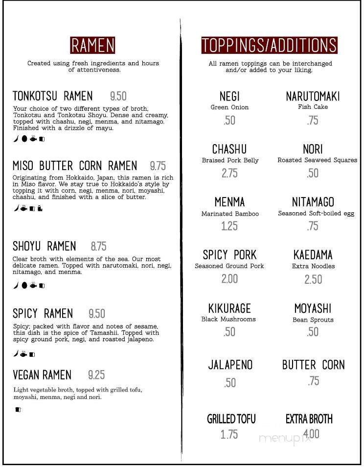 Tamashii Ramen - Oklahoma City, OK menu_pic