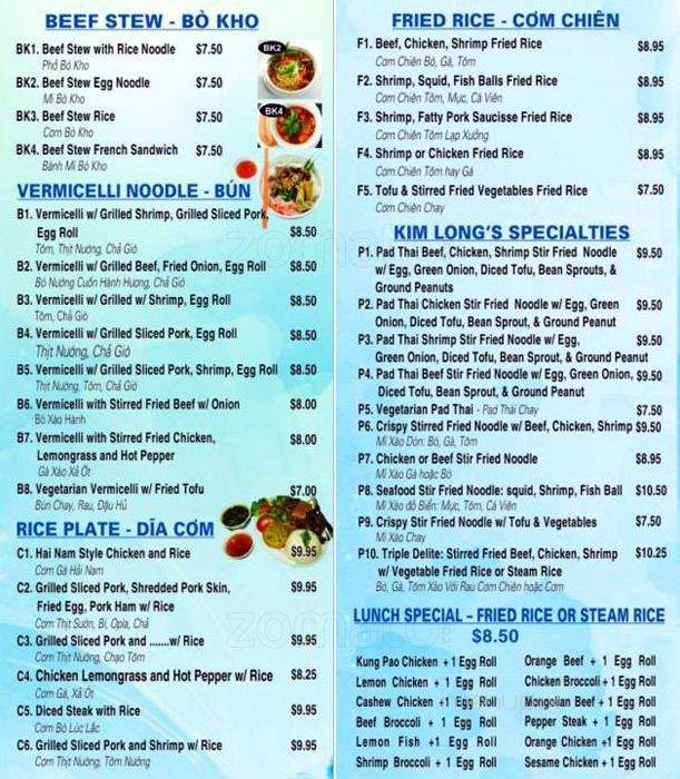 Pho Kim Long - San Antonio, TX menu_pic