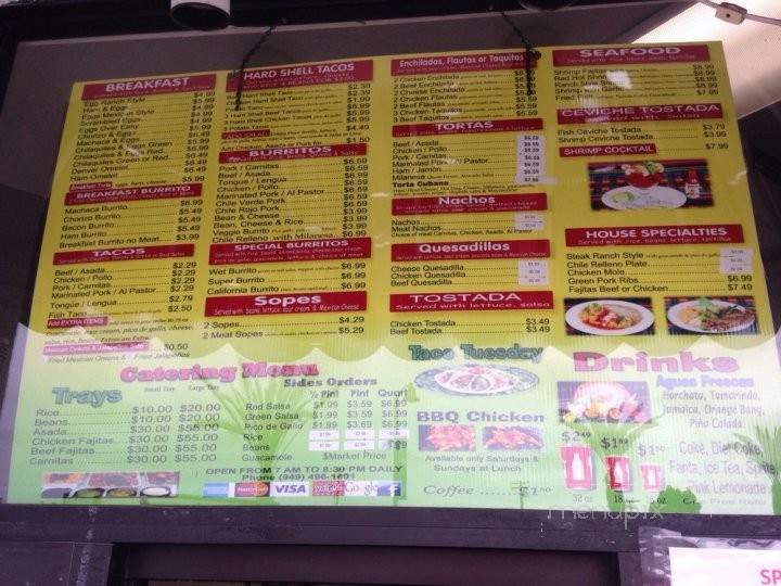 Aurora's Taqueria - Dana Point, CA menu_pic