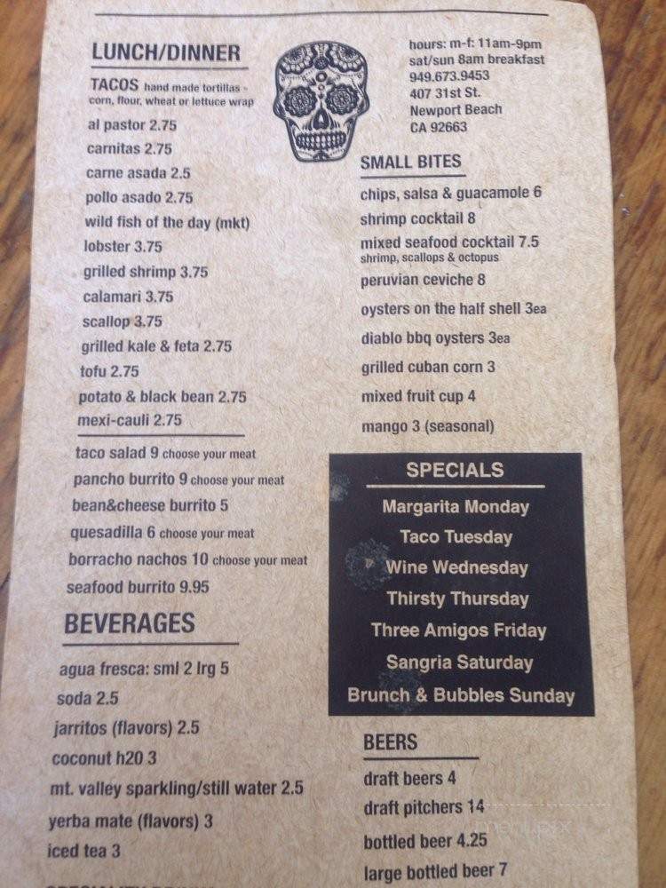 Wild Taco - Newport Beach, CA menu_pic