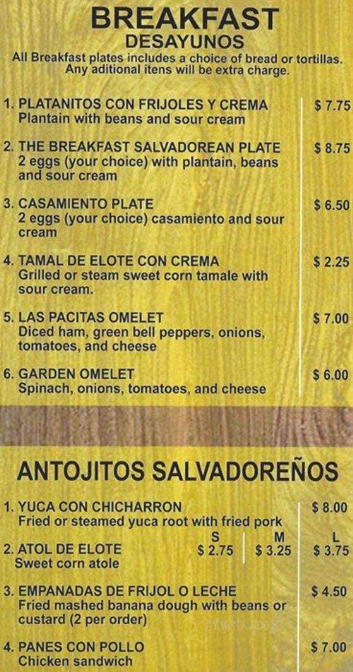 Las Pacitas Salvadorean Bakery - San Leandro, CA menu_pic