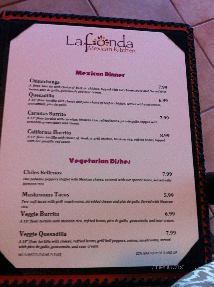 La Fonda Mexican Kitchen - Longwood, FL menu_pic