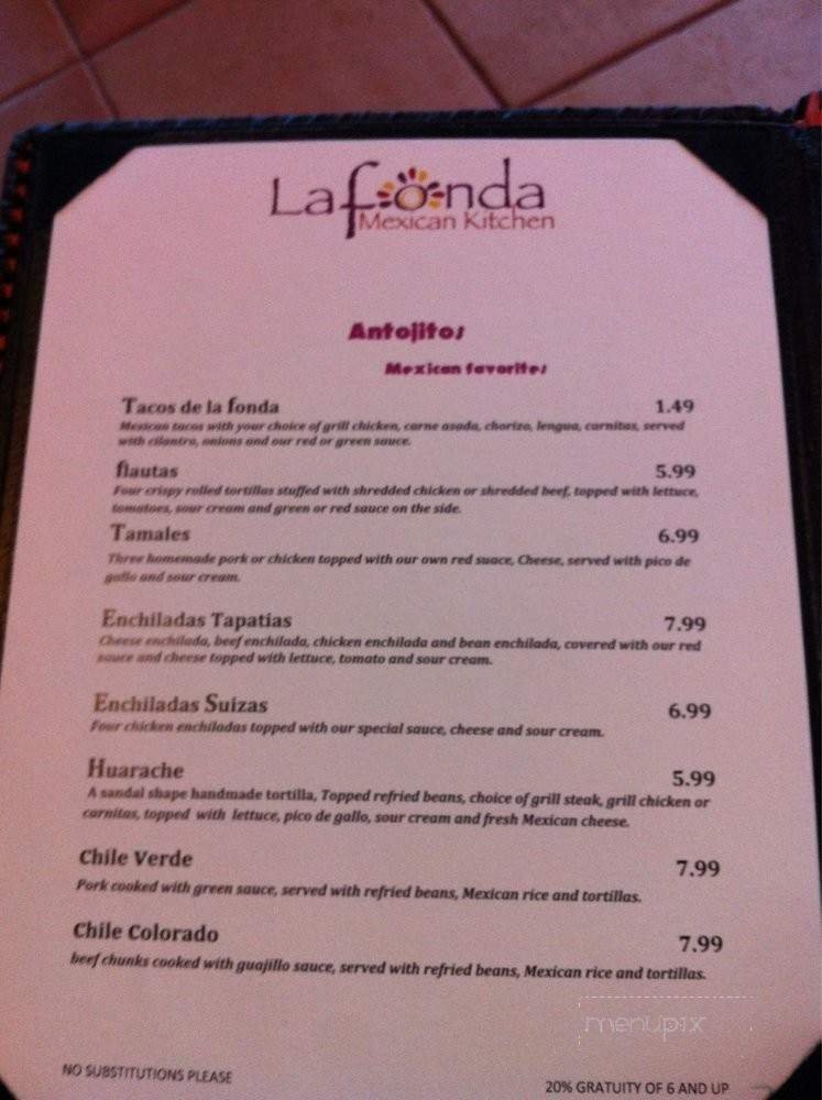 La Fonda Mexican Kitchen - Longwood, FL menu_pic