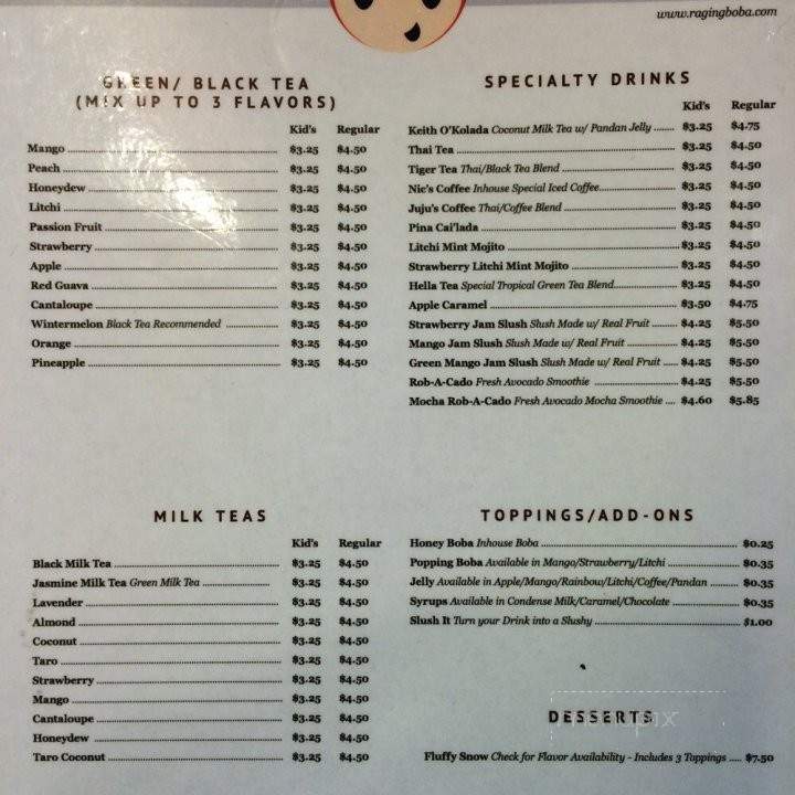 Lily Bubble Tea and Smoothie - Arlington, VA menu_pic