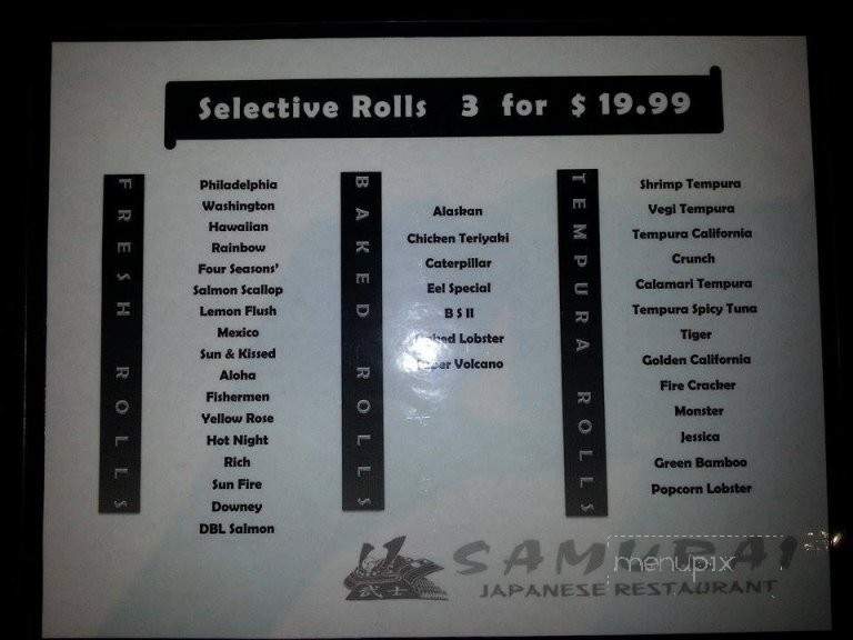 Samurai Japanese Restaurant - Antioch, CA menu_pic
