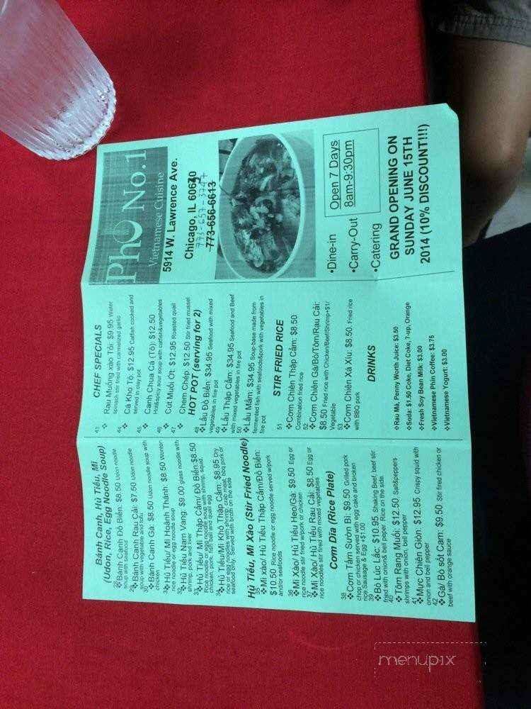 Pho No.1 - Chicago, IL menu_pic