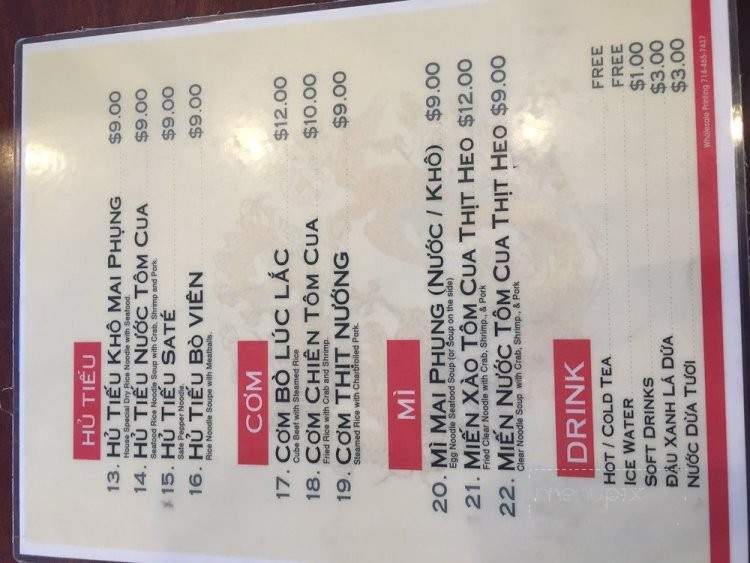 Mai Phung - Westminster, CA menu_pic