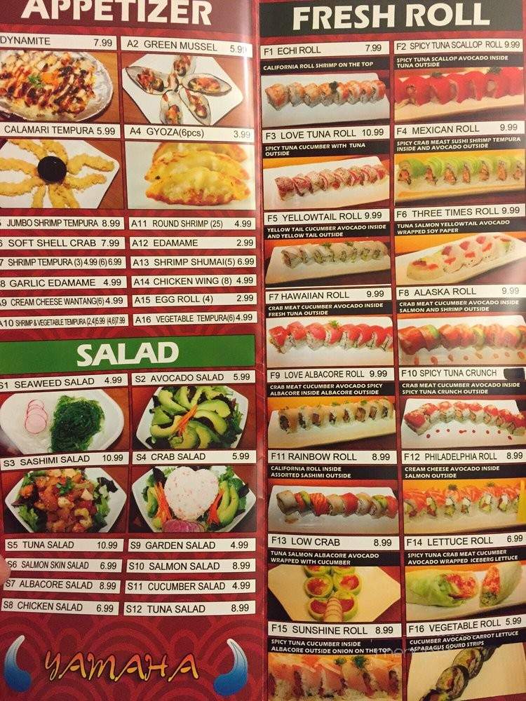 Yamaha Sushi - Los Angeles, CA menu_pic