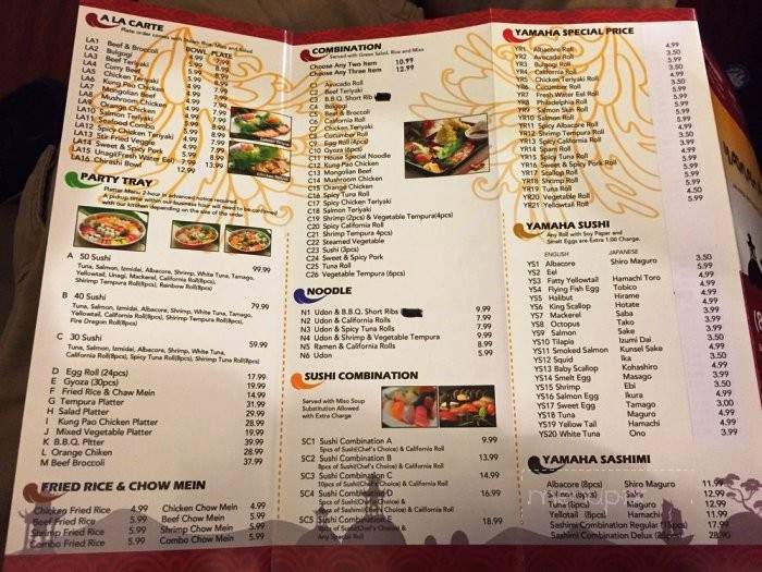 Yamaha Sushi - Los Angeles, CA menu_pic