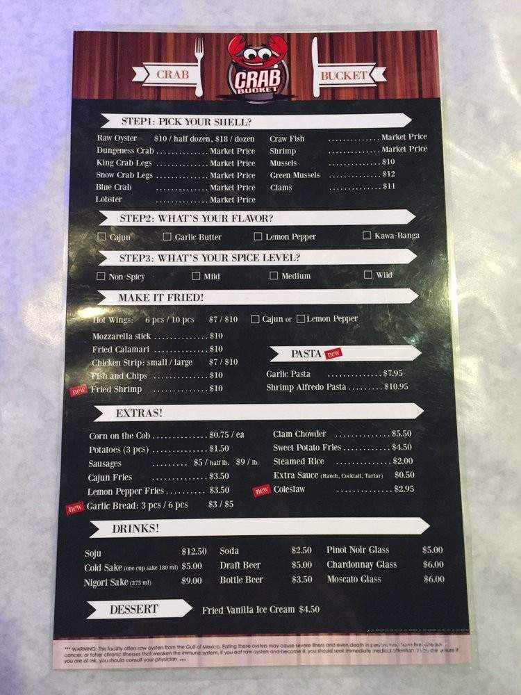 The Crab Bucket - Salinas, CA menu_pic