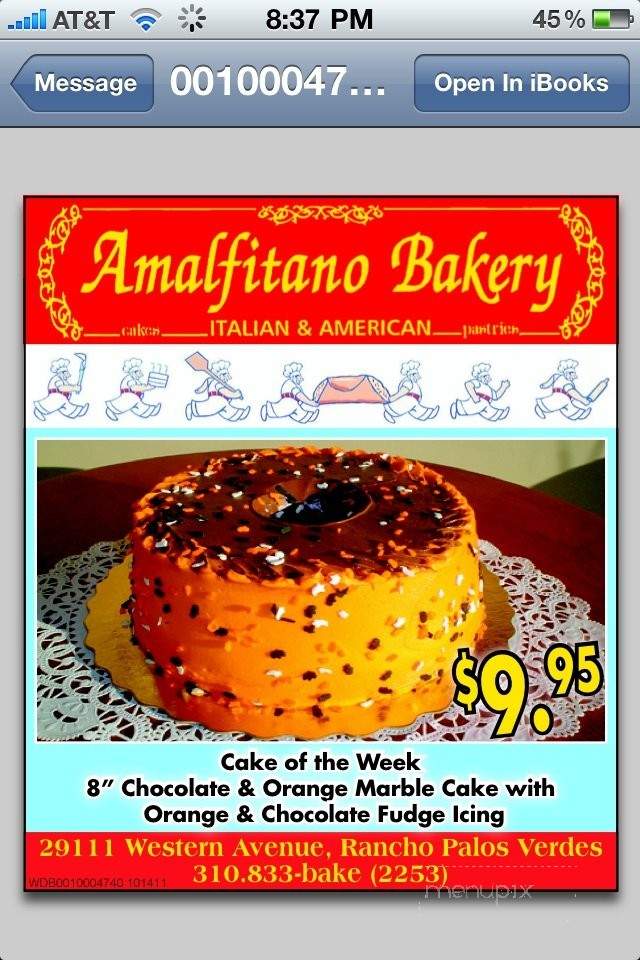 Amalfitano Bakery - Rancho Palos Verdes, CA menu_pic