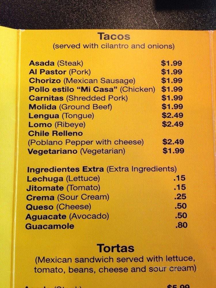 Mi Casa Restaurant - Wheaton, IL menu_pic