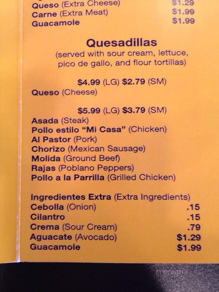 Mi Casa Restaurant - Wheaton, IL menu_pic