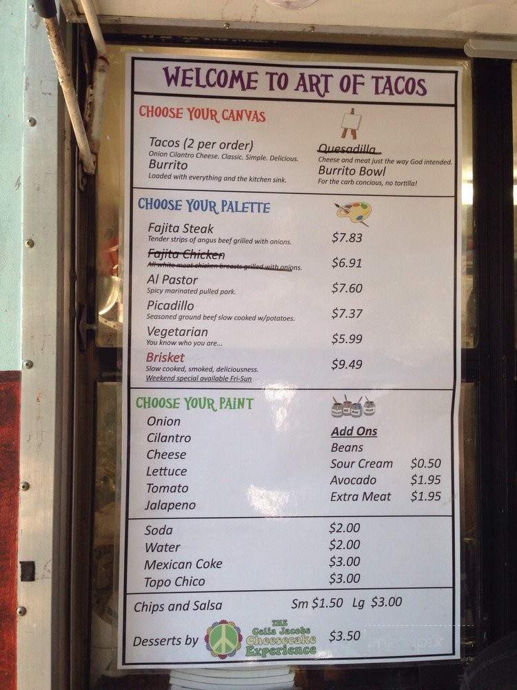Art of Tacos - Austin, TX menu_pic