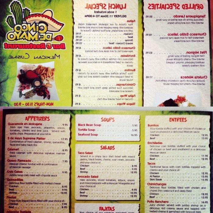Cinco De Mayo Bar & Restaurant - North Haledon, NJ menu_pic