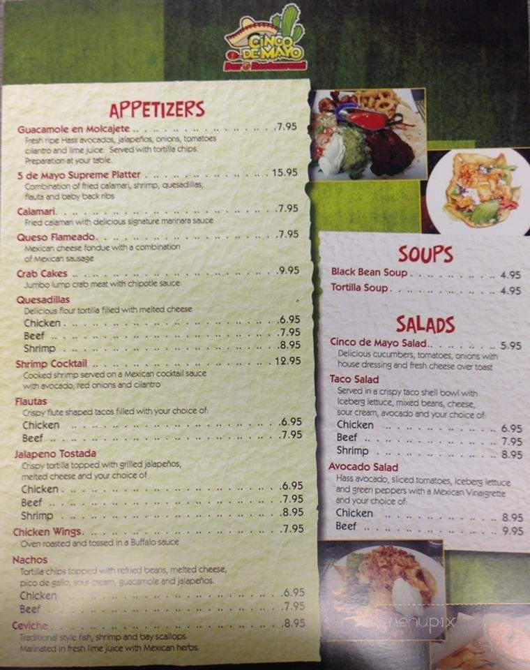Cinco De Mayo Bar & Restaurant - North Haledon, NJ menu_pic
