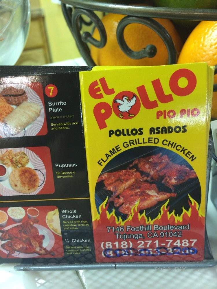 El Pollo Pio Pio - Tujunga, CA menu_pic