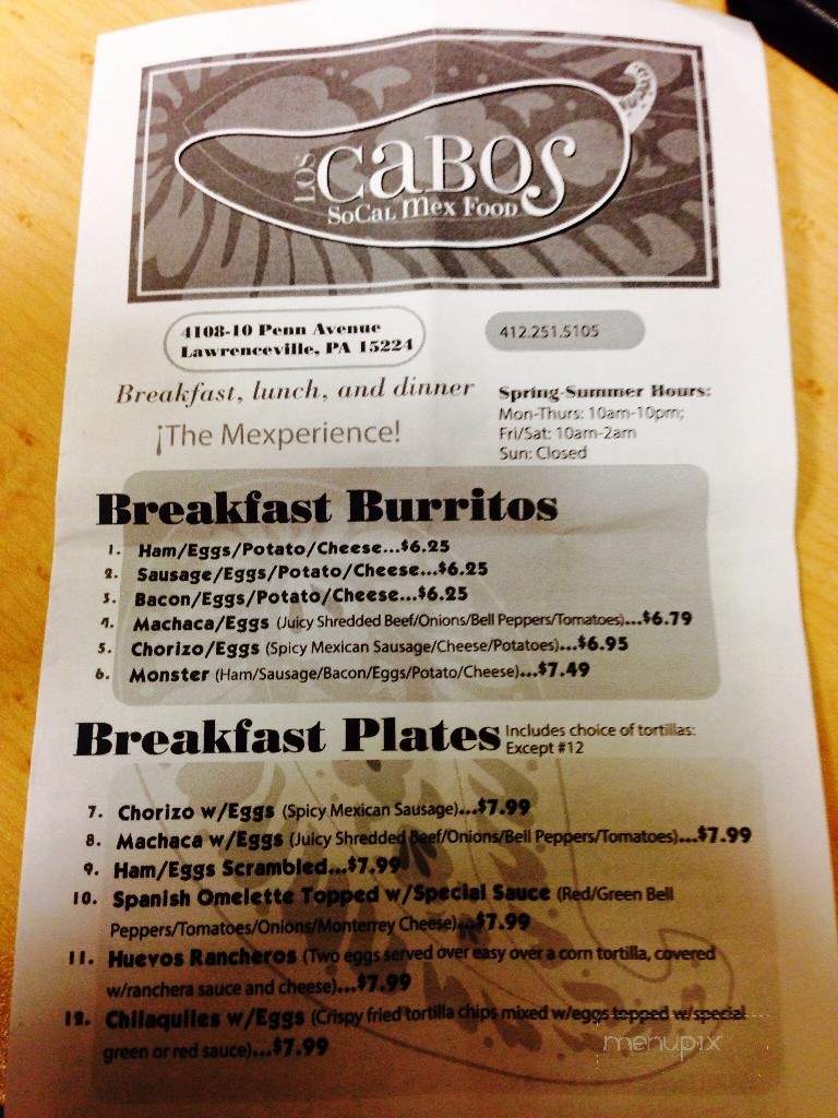 Los Cabos Mexican Restaurant - Pittsburgh, PA menu_pic