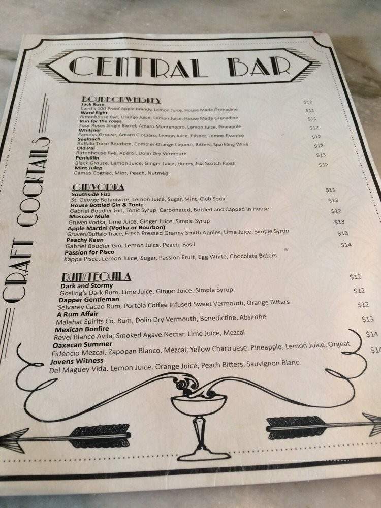 Central Bar - Tustin, CA menu_pic