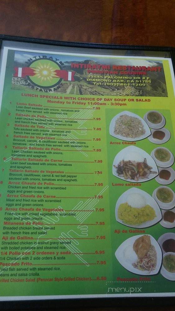 Intiraymi Cuisine - Diamond Bar, CA menu_pic