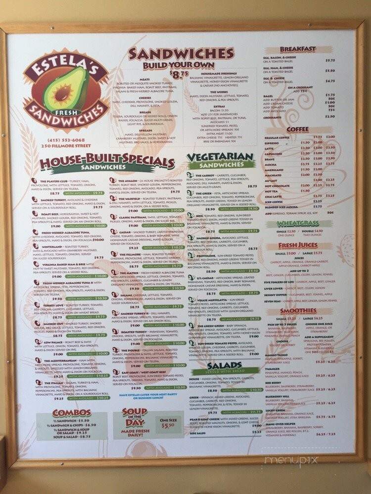 Estela's Fresh Sandwiches - San Francisco, CA menu_pic