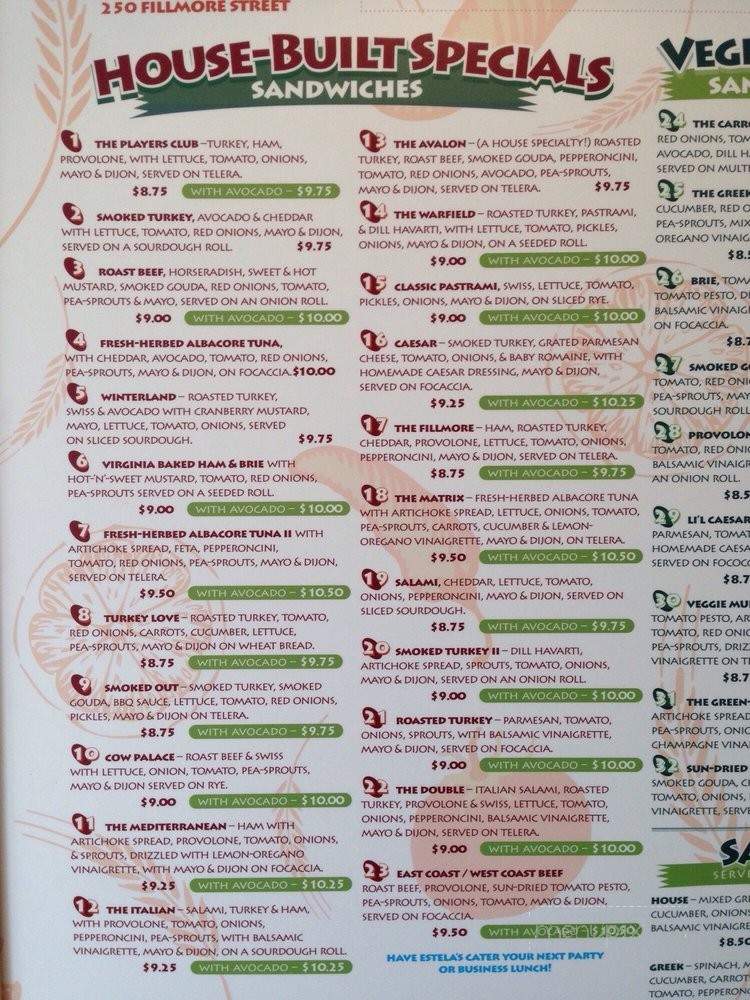 Estela's Fresh Sandwiches - San Francisco, CA menu_pic