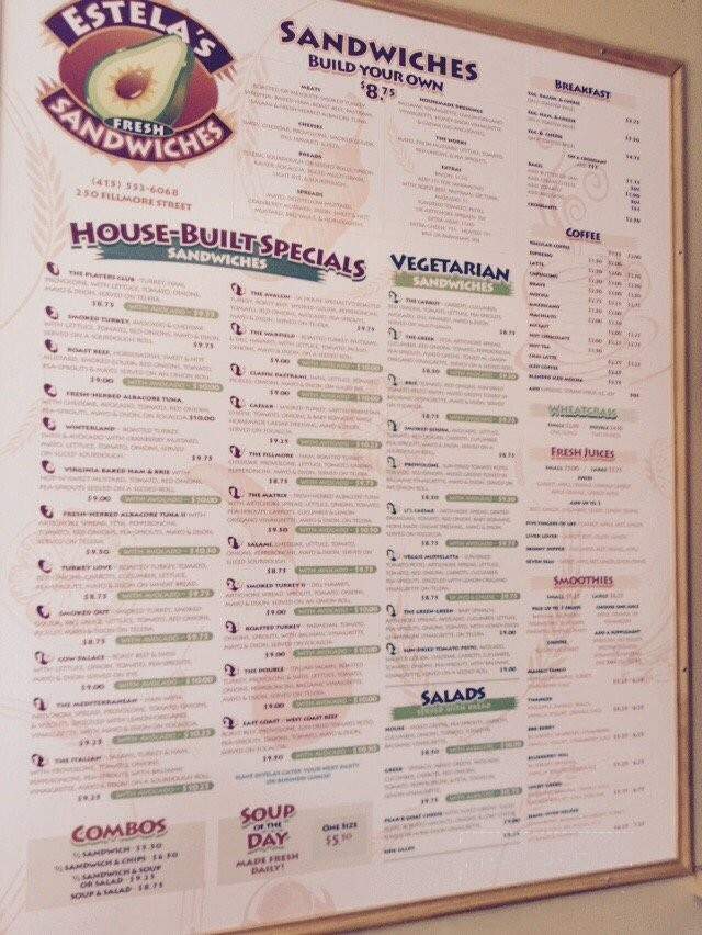 Estela's Fresh Sandwiches - San Francisco, CA menu_pic