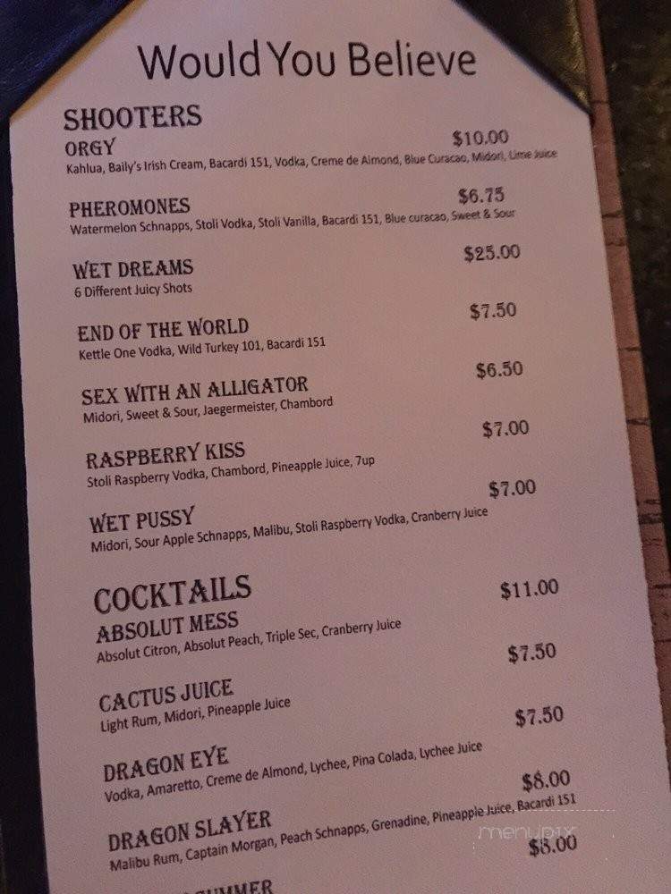 Would You Believe - San Francisco, CA menu_pic