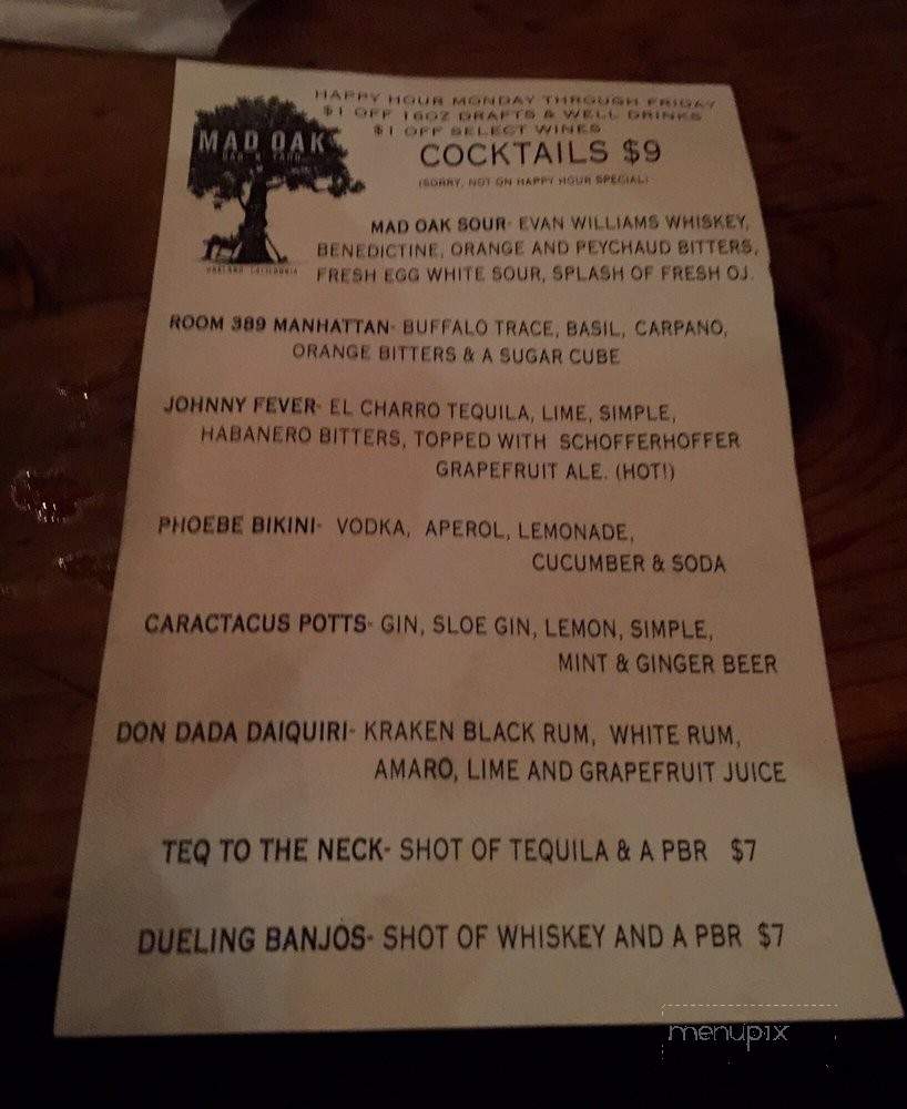 Mad Oak - Oakland, CA menu_pic