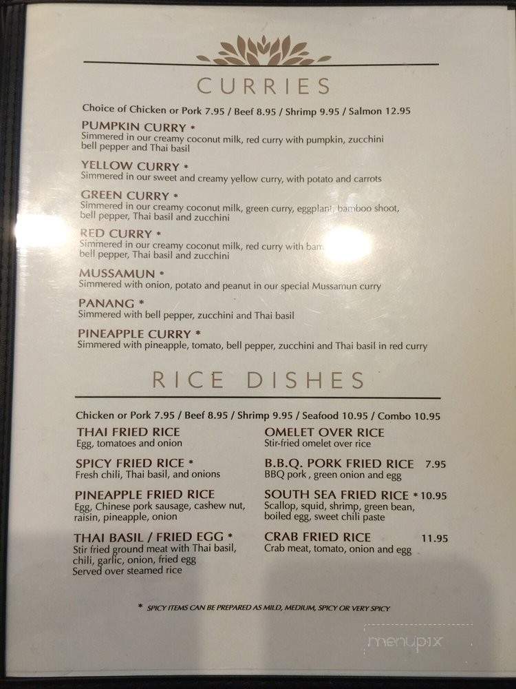 Beyond Thai Cuisine - Aliso Viejo, CA menu_pic