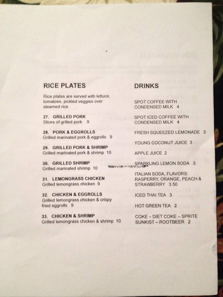 Pho Spot - San Jose, CA menu_pic