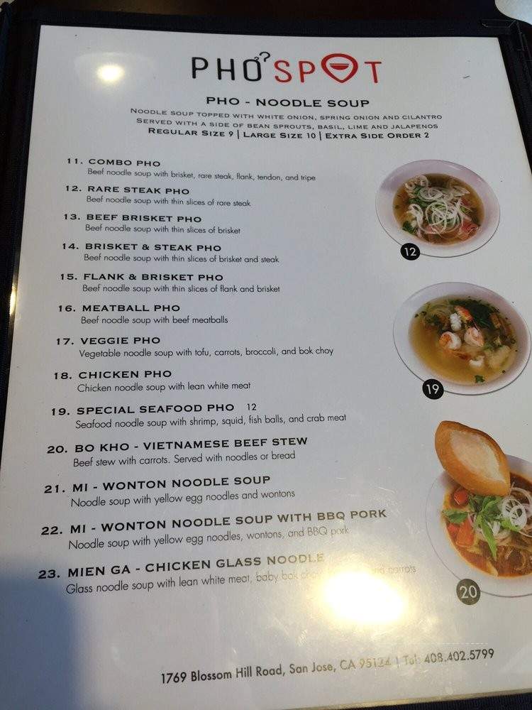 Pho Spot - San Jose, CA menu_pic