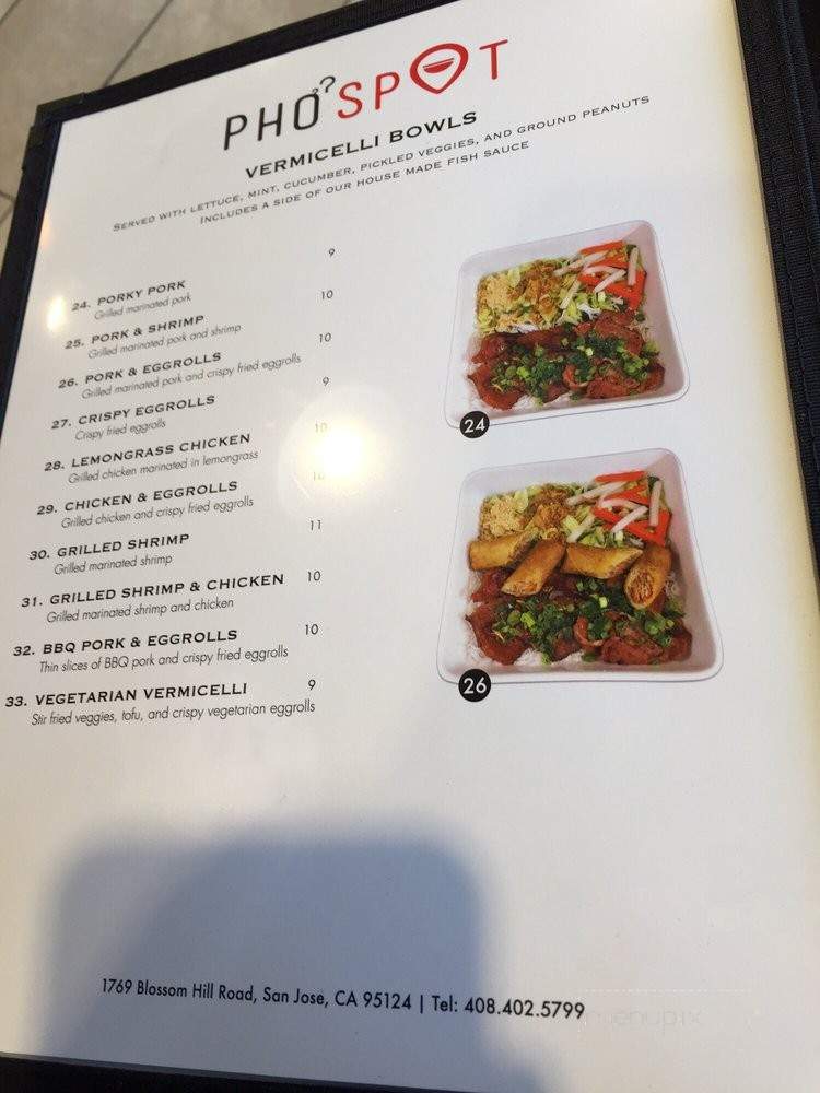 Pho Spot - San Jose, CA menu_pic