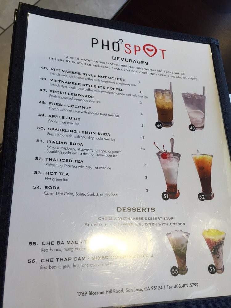 Pho Spot - San Jose, CA menu_pic
