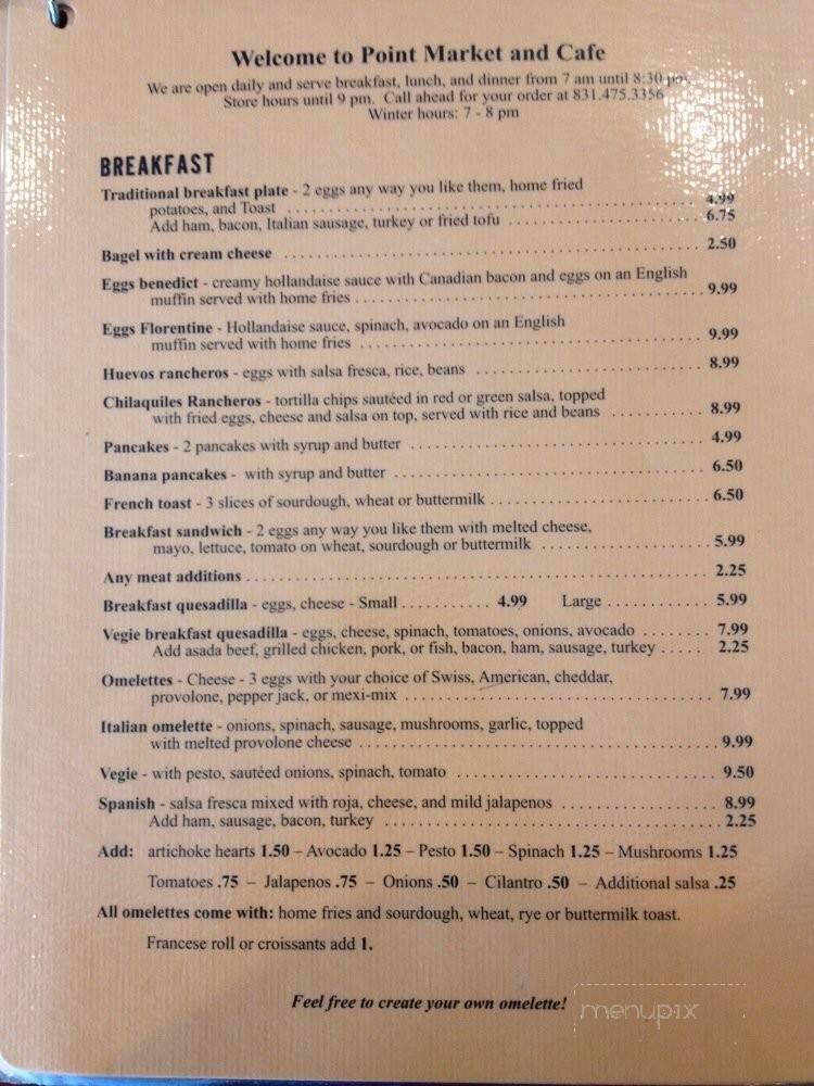 Point Market & Cafe - Santa Cruz, CA menu_pic
