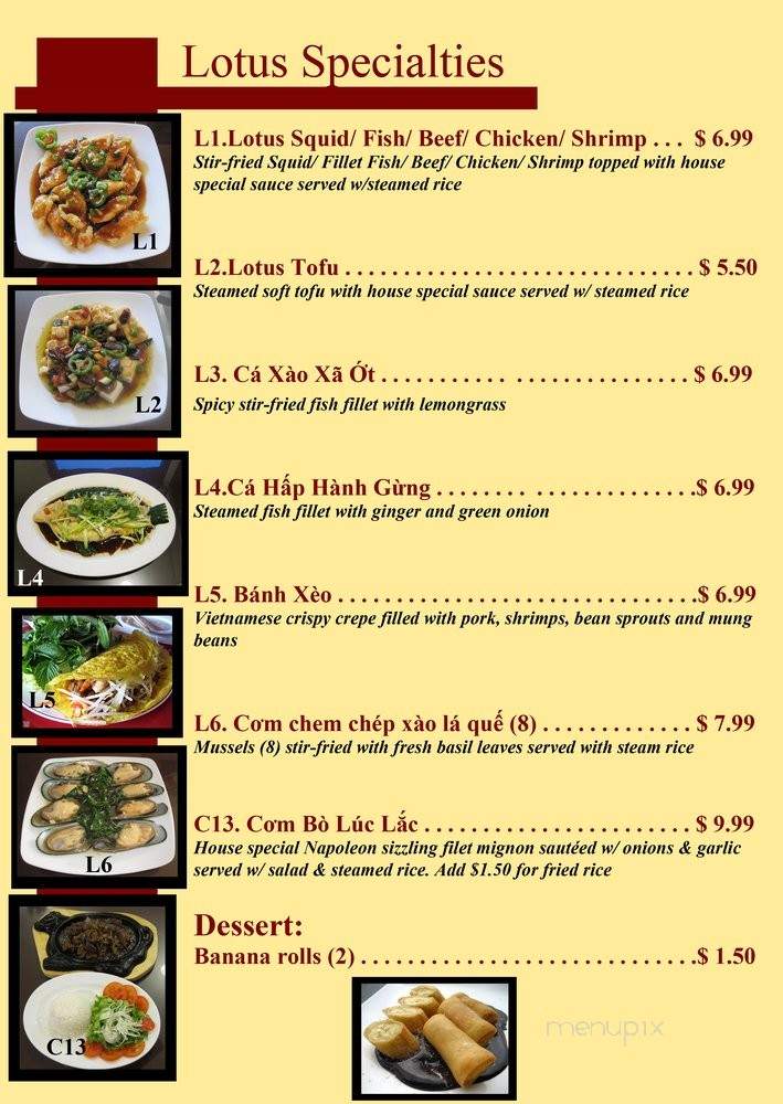 Lotus Restaurant - San Bernardino, CA menu_pic