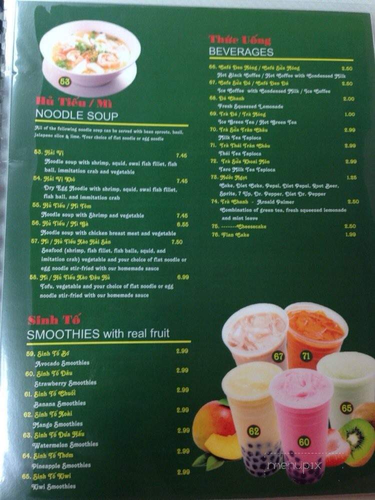 Pho Bac - Los Angeles, CA menu_pic