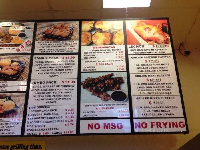 Tony's Barbecue and Bibingkinitan - Carson, CA menu_pic